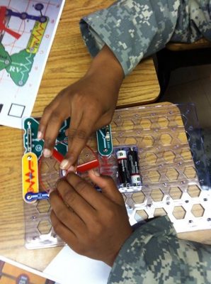 Prince George 4-H’ers work on electric circuit project at Beasley Elementary School.