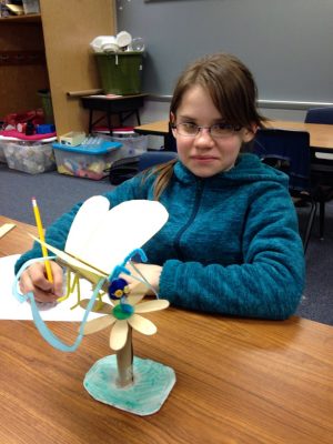 4-H butterfly club member engineered her own butterfly out of recycled products.