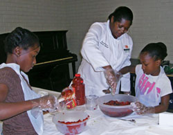 Students prepare food in operation frontline