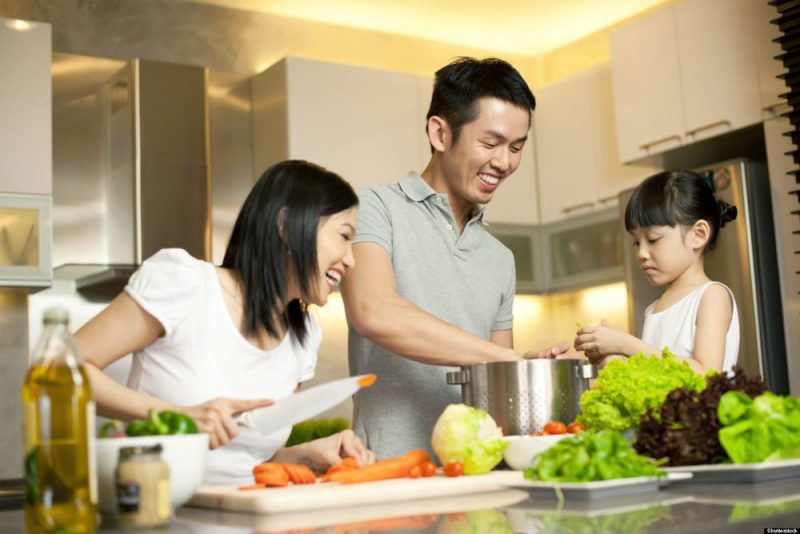 Family preparing healthy meal