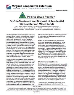 Cover, On-Site Treatment and Disposal of Residential Wastewaters on Mined Lands
