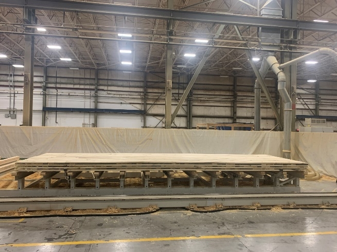 A large CLT panel that is ready to be machined using CNC equipment