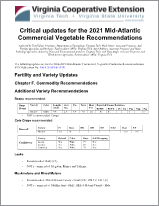 Cover for publication: Critical updates for the 2021 Mid-Atlantic Commercial Vegetable Recommendations