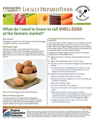 What do I need to know to sell SHELL EGGS at the farmers market?