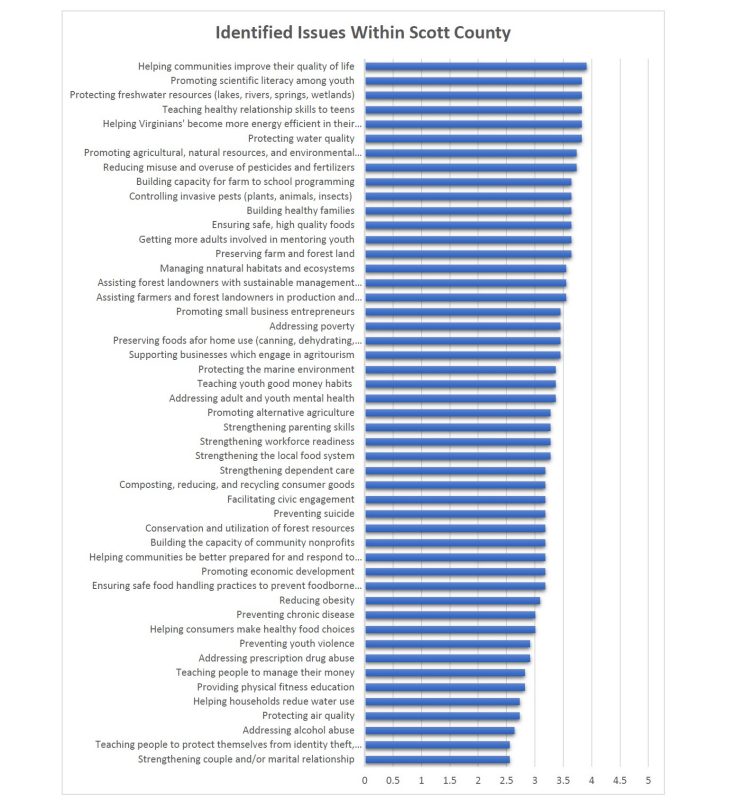 Ranking of issues identified within Scott County, VA.